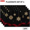 4pcs/6pcs Elegant Placemats Suitable for - Christmas Table Decor with Snowflake & Tree Patterns, Star & Ribbon Accent - Rectangular Holiday Dining, Ha