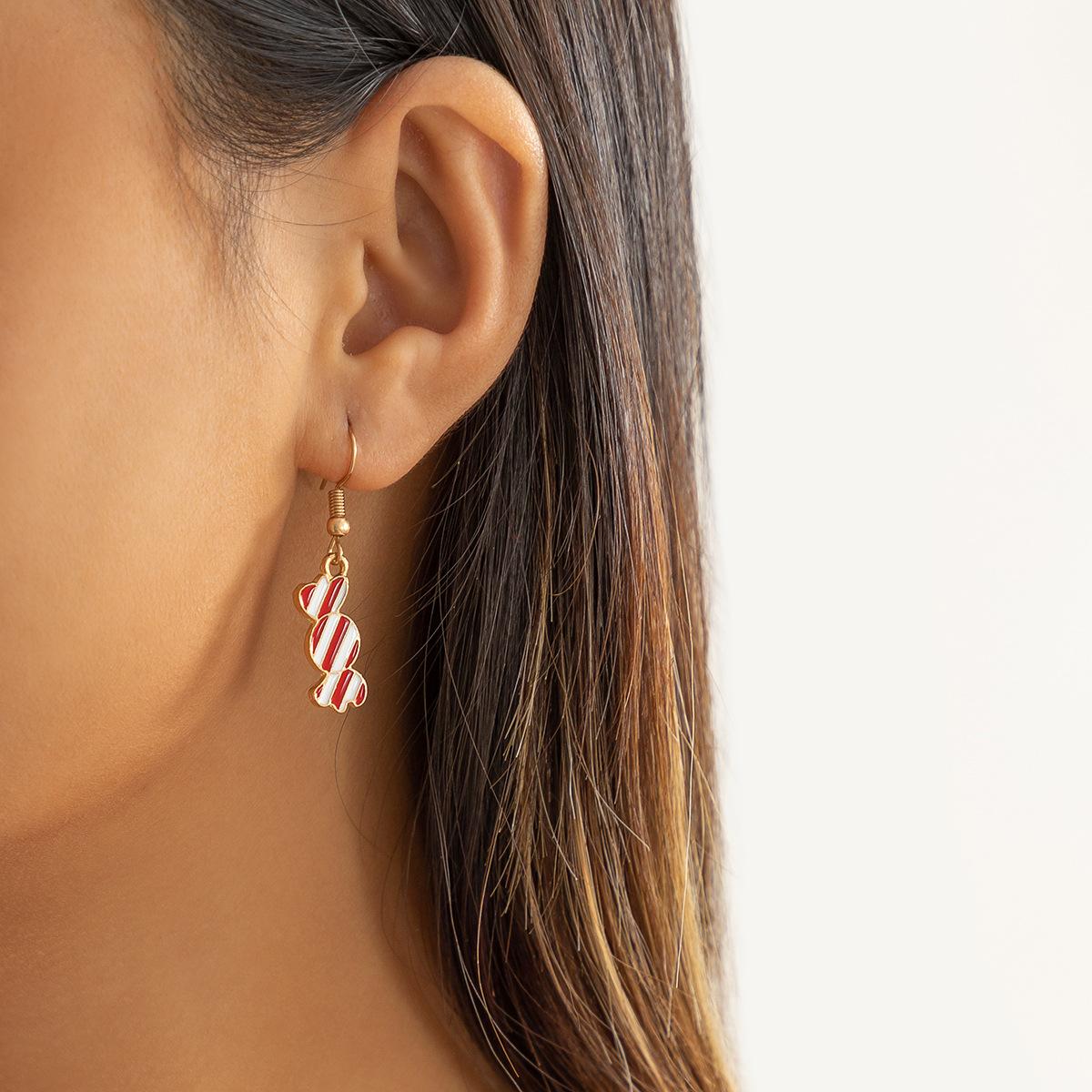 

Простые капельные масляные цветные лампочки снеговик конфеты праздничные серьги, милые и крутые буквы рождественская елка снеговик металлические серьги