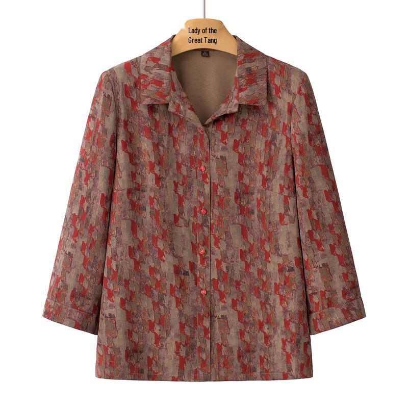 

Women s Mid-Aged Breathable Lapel Cardigan Shirt 2XL