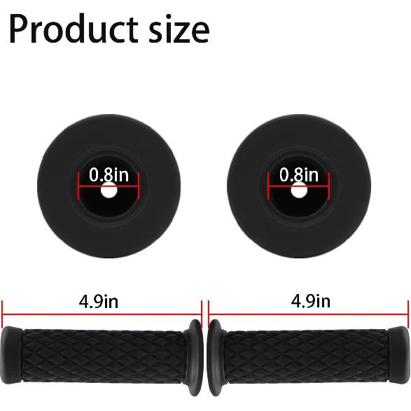 Motorcycle Hand Grips, Non Slip Rubber Bar For 7/8" 22Mm/24Mm Handles, Vintage Motorbike Thruster Grip, Handlebar For Hand Comfort, Universal For