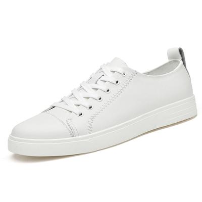 Luxury Trendy Sneakers New Men Casual Shoes Lace-up White Mens Shoes Comfortable Walking Sneakers Genuine Leather Flats Loafers