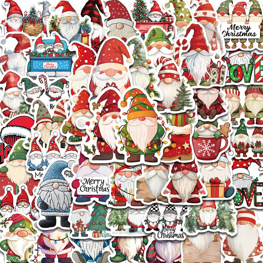 

50PCS Happy Christmas Gnome Stickers PVC Decorative for Home 2025 Wall Sticker Gift Year Christmas 2025 Aesthetic Phone Sticker