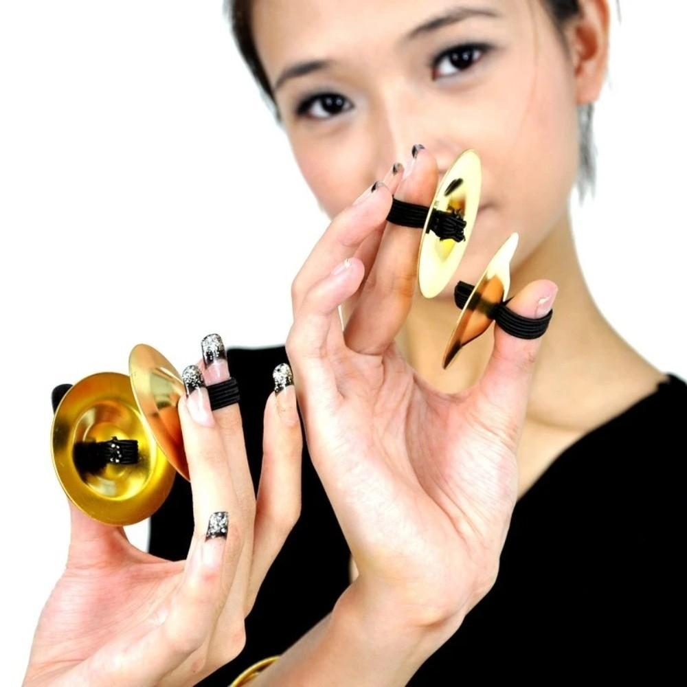 2Pcs Traditional Belly Dance Cymbal Mini Finger Dial Pads Percussion Instrument Dancing Accessories