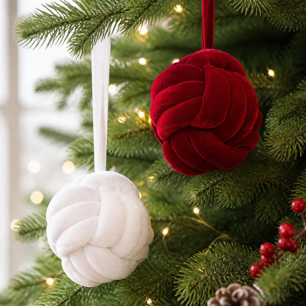Handmade Velvet Knot Christmas Ball Ornament - DIY Tree Decoration Pendant