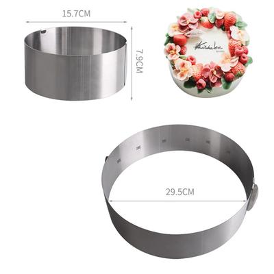 Retractable Stainless Steel Circle Mousse Ring Baking Tool Set Cake Mould Mold Size Adjustable Bakeware