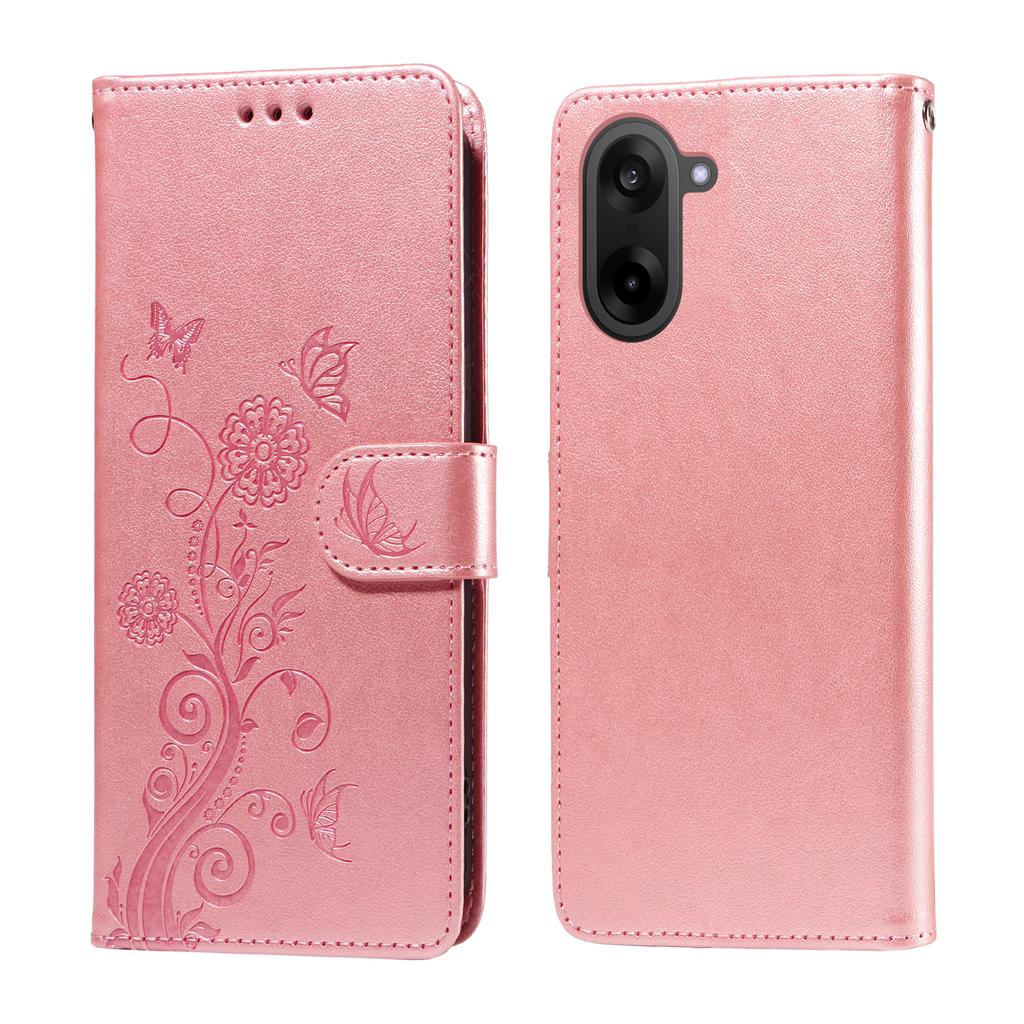 For OnePlus Ace 5 Racing 5G/OnePlus Nord CE5 5G Leather Case Butterfly Floral Imprint Wallet Stand Cover