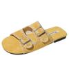Mode-Oberbekleidung mit flachem Boden, Gürtelschnalle, coole Hausschuhe, Damenschuhe, 2025 neu, Sommer, Oberbekleidung, gelbe Strandsandalen