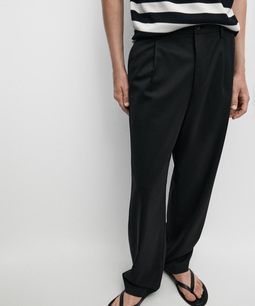 Masimodutti Cool Wool Blend Pintuck Pants