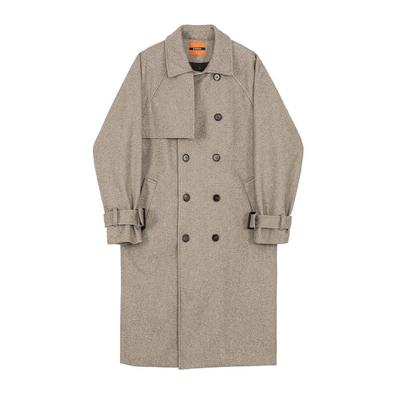 Korean Style Woolen Coat Men's Mid-length Trendy and Handsome Cape Coat Autumn and Winter Thickened Woolen Windbreaker