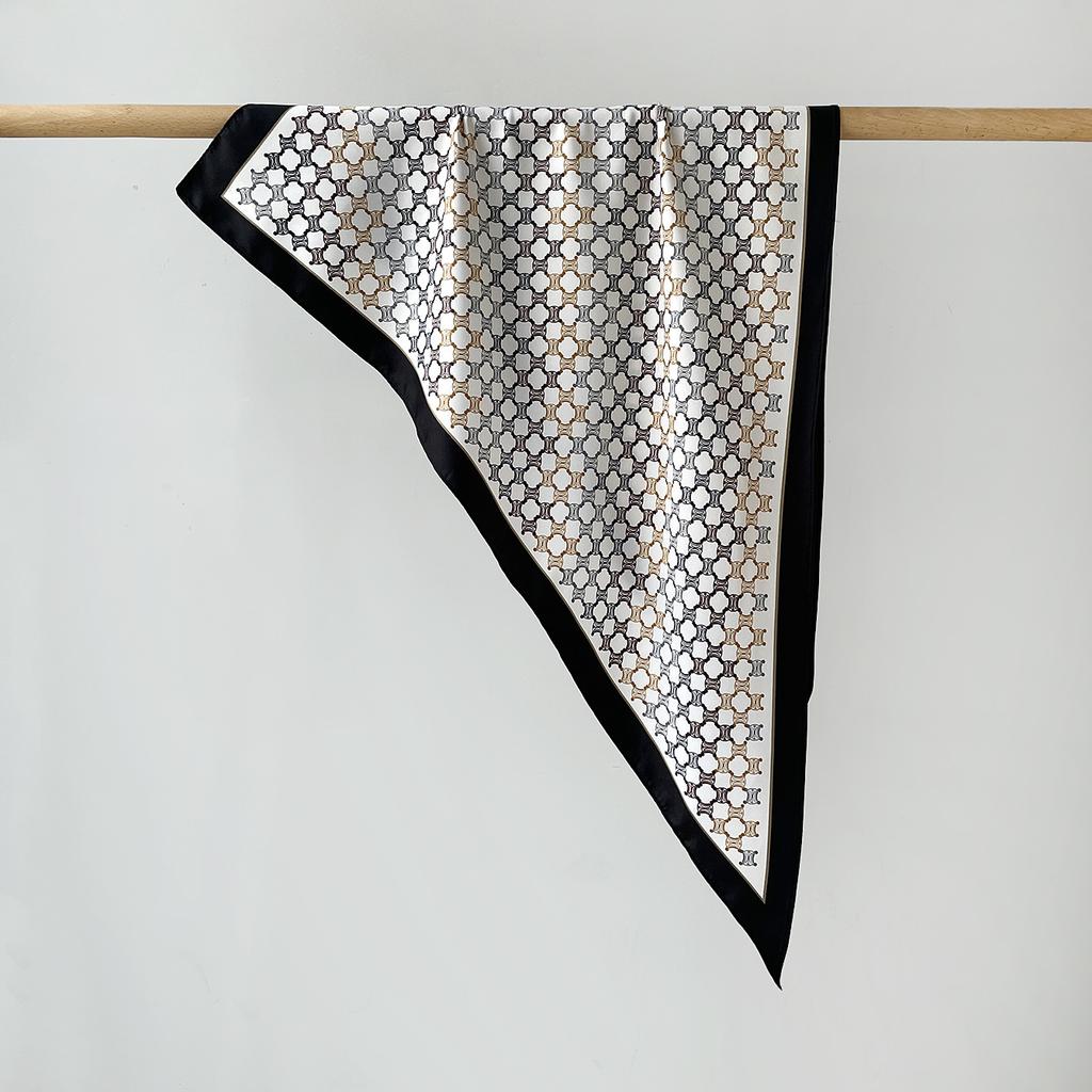 Twill Light Luxury High Sense Simulation Silk Headscarf Waist Triangle Scarf Silk Scarf Multi-Function
