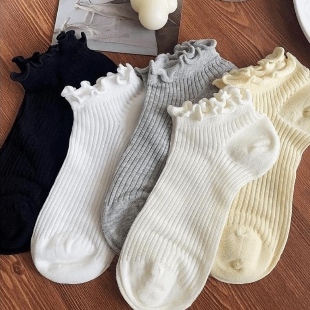Ruffle Ankle Socks Mid-calf Mesh Tube Socks Korean Fashion Women's Socks Kids Girls