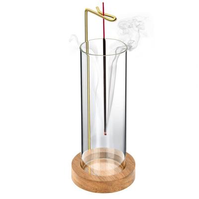 1 Set Incense Stick Holder Upside Down Natura Wood With Iron Stick Burner Aromatherapy Teahouse Accessories Home Room Decoration