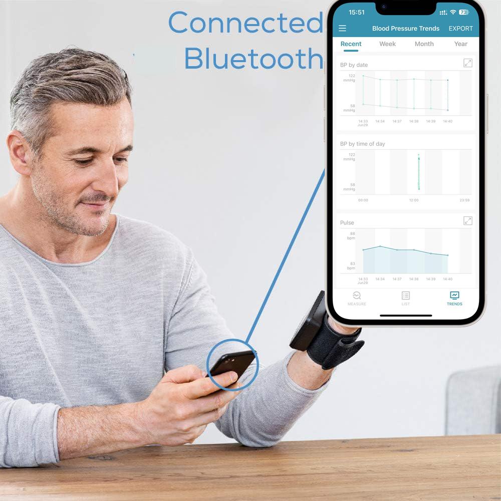 Digital Blood Pressure Monitor Upper Arm Bluetooth App Voice Broadcast LED Display Rechargeable BP Machine for Adults Elderly