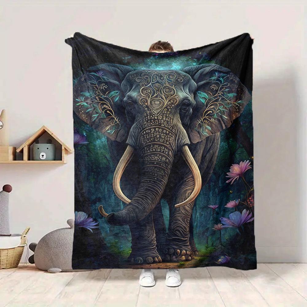 1pc Elephant Artwork Blanket Lightweight Blanket Throw Blanket For Sofa, Bed, Travel, Camping, Livingroom, Office yy251010017