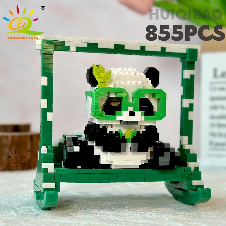 Non-Toxic Diy Cute Panda Shape Micro Model Building Blocks Set City Creativity Zoo Animal Mini Bricks Toys For Children Kid Gift