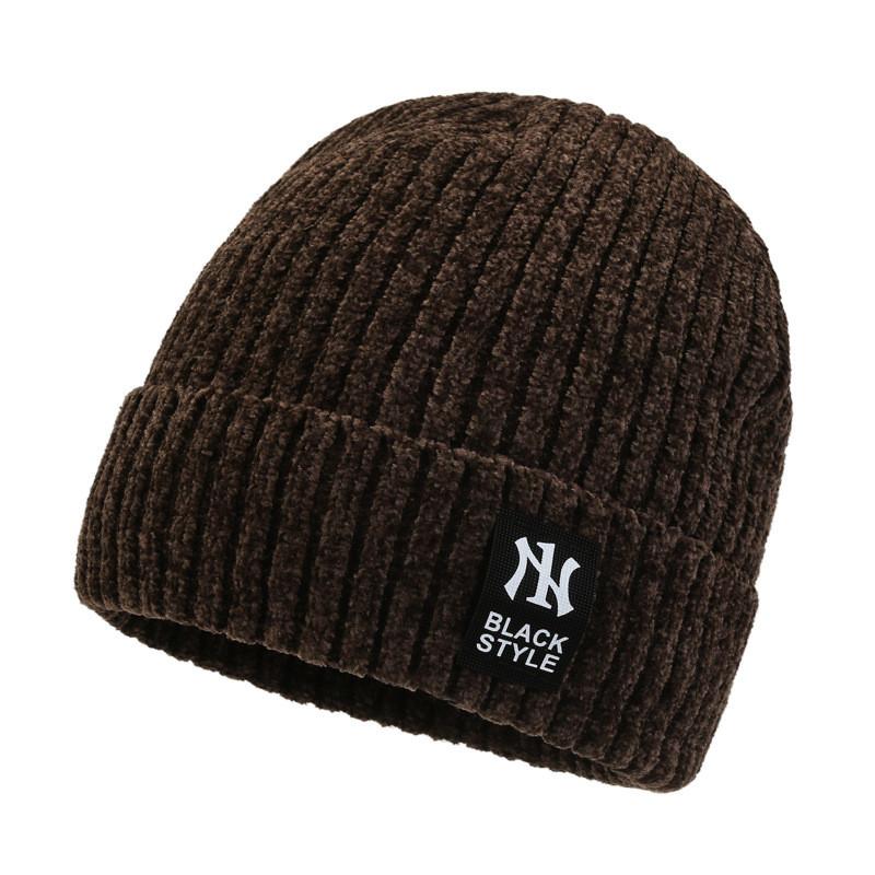 Knitted Hat For Men With Letter R Design Warm Windproof Winter Cap For Casual Style
