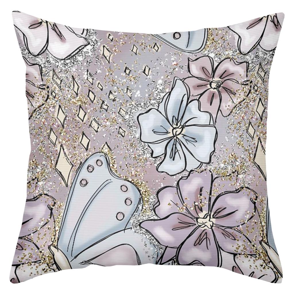 2D flat printing Floral & Butterfly Patterned Decorative Cushion Covers Polyester pillowcase, sofa decorative cushion cov