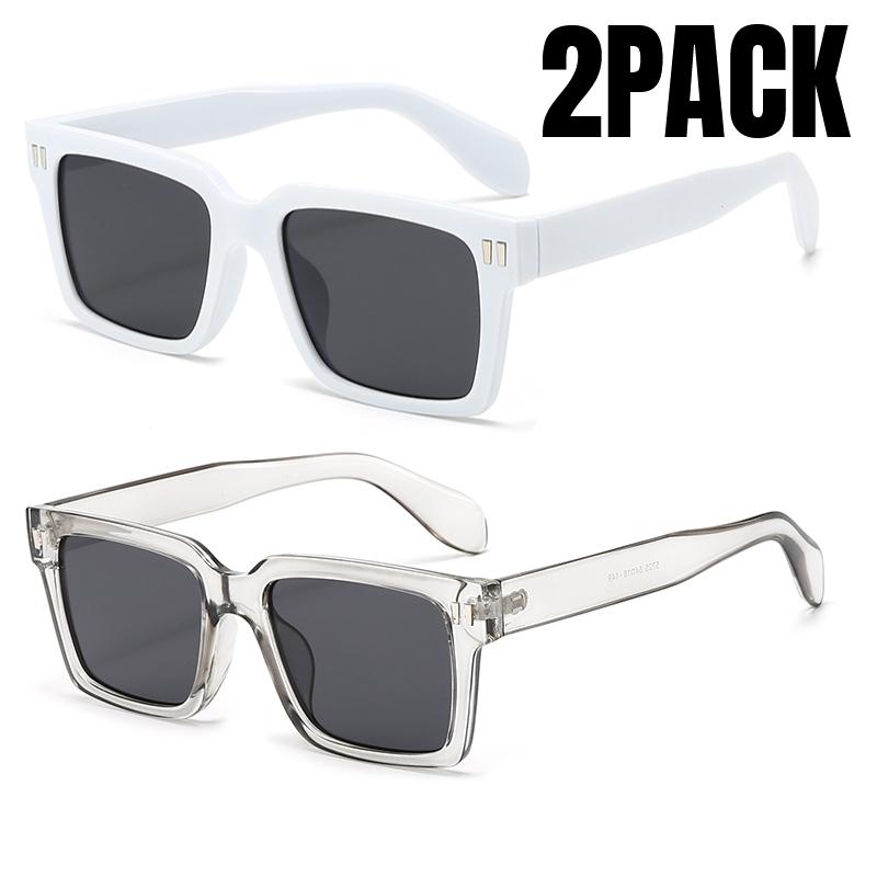 2PACK Classic Rivet Arrow Luxury Brand Designer Square Sunglasses Women for Men Popular Vintage Punk Outdoor Driving Glasses