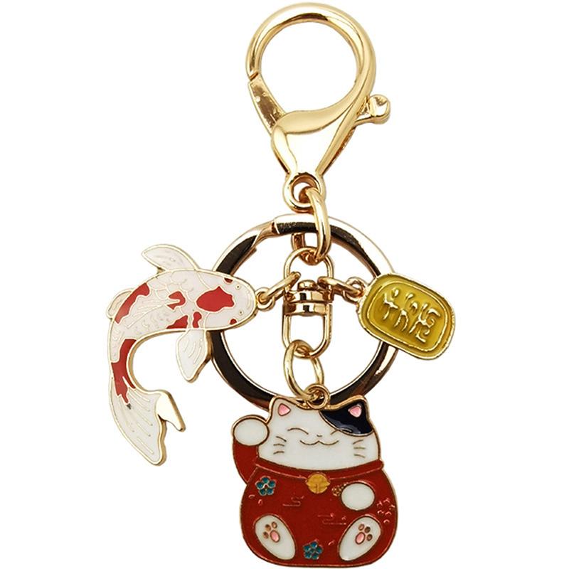 Portachiavi Gatto della Fortuna Pesce Portachiavi Gatto Creativo Zampa di Gatto Portachiavi Metallo Ciondolo Personalità Carina Borsa Auto Ciondolo Accessori Borsa