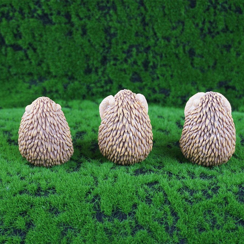 3pcs Cartoon Hedgehog Statue Resin Miniatures Figurine Crafts Animal Sculpture  Gift