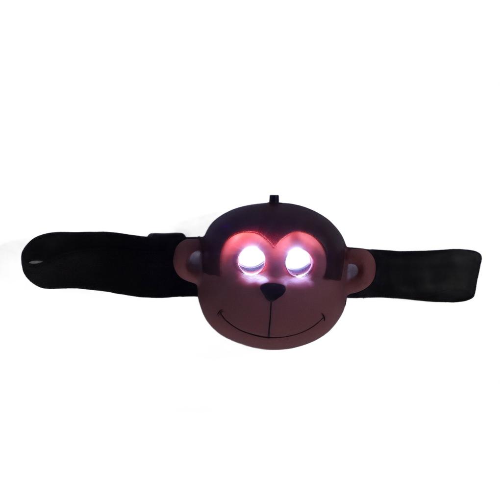 Kids Headlamp Monkey Appearance 2 Lighting Modes Battery Powered Lightweight Plastic LED Headlight for Outdoor Sports
