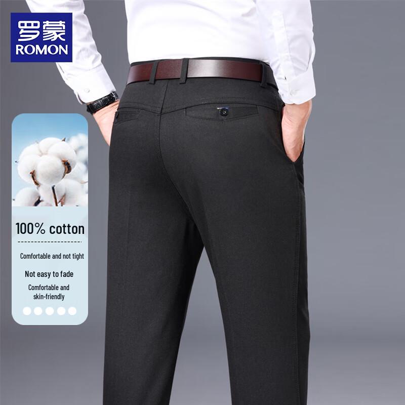 

ROMON Men s Pure Cotton Straight-Leg Casual Pants 29
