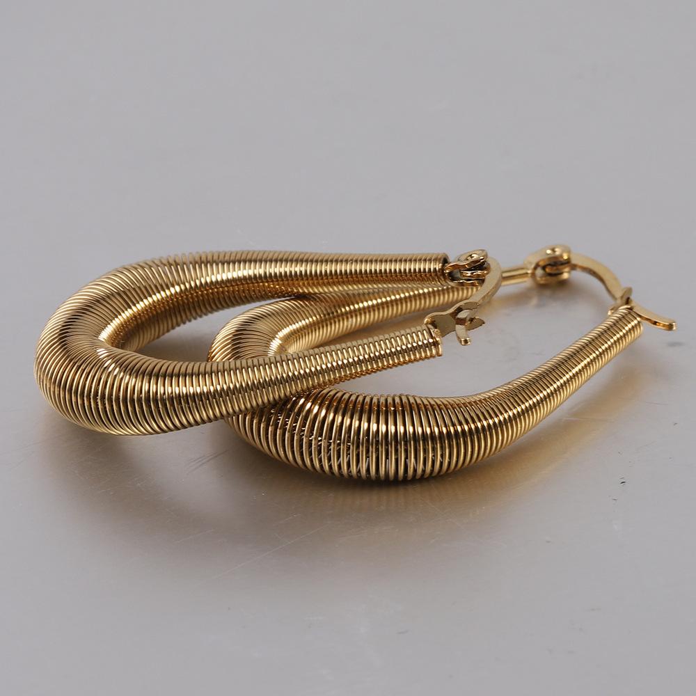 18K Gold Stainless Steel U-shaped Fashion Hoop Earrings for Women