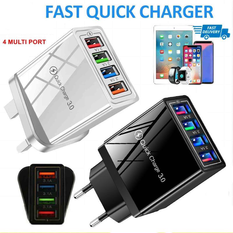 Colorful 4 Usb Phone Charger 3a Tablet Travel Charger Eu Plug Charging Head