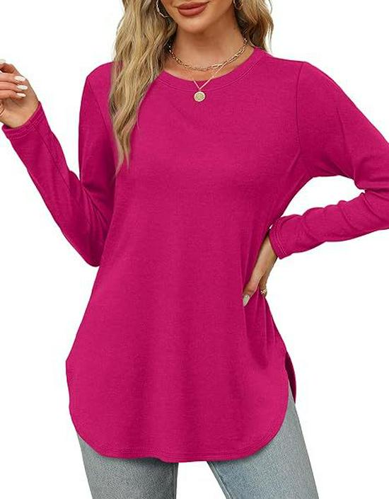 Autumn Women's Solid Long Sleeve Round Neck Loose Casual Top