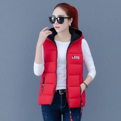 Dames Herfst en Winter Hoodie Verdikt Katoen Vest Effen Kleur Los Katoen Vest Jas