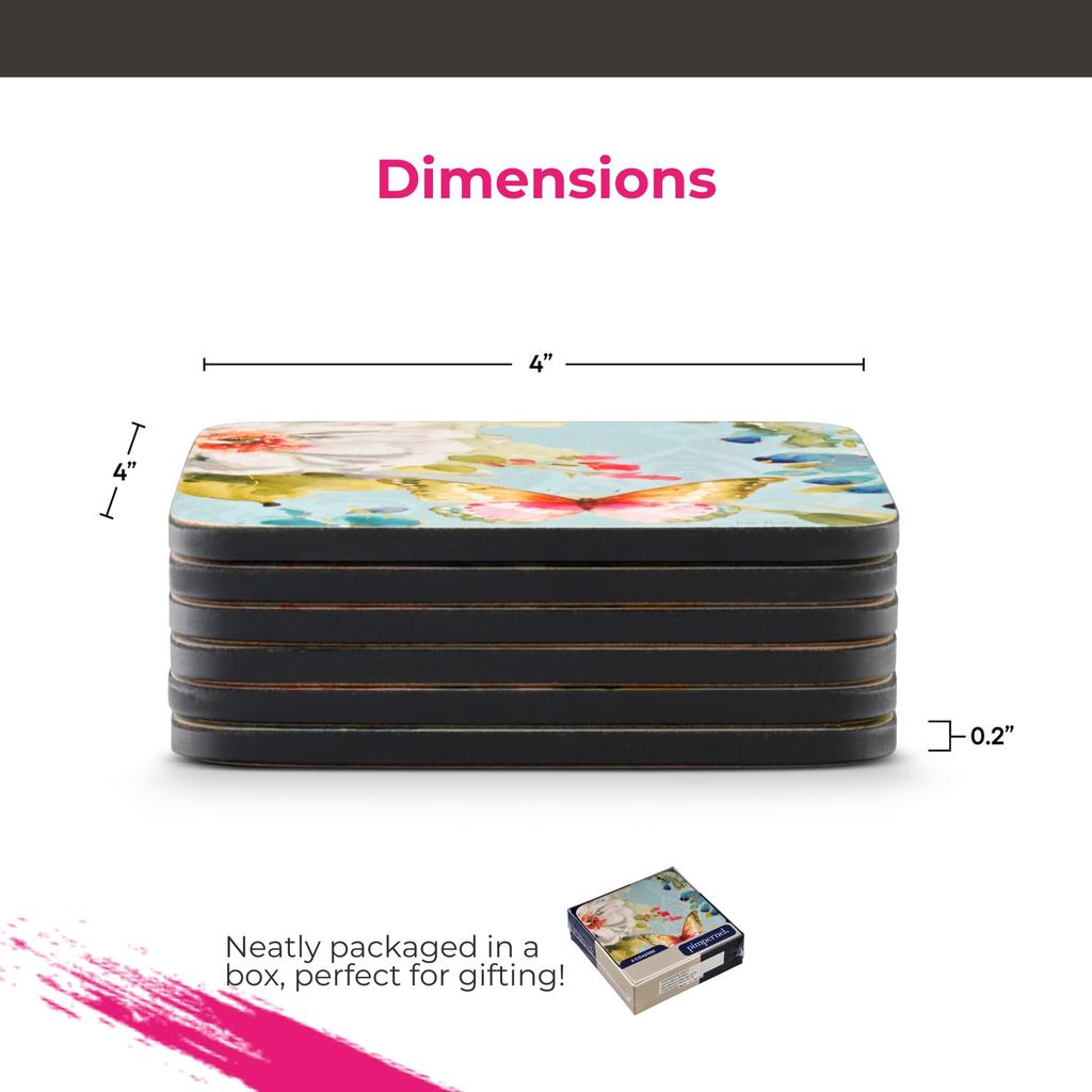 Pimpernel Colorful Breeze Collection Coasters Set of 6 Cork Backboard Heat and Stain Resistant Drink Coasters for Tabletop Protection Measures X