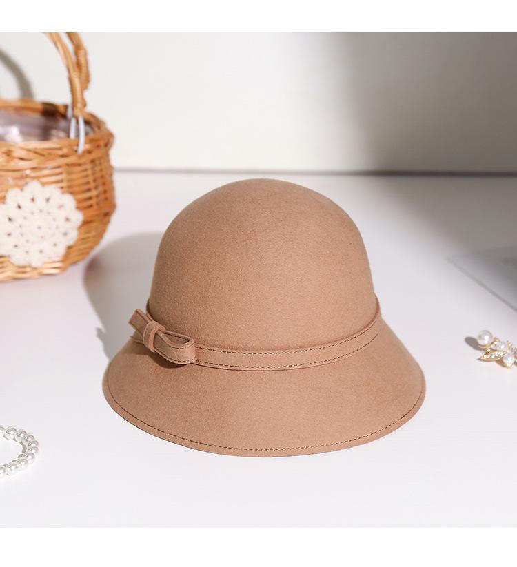 2025 Women's Autumn/Winter Hepburn Style Wool Felt Fedora Bucket Hat