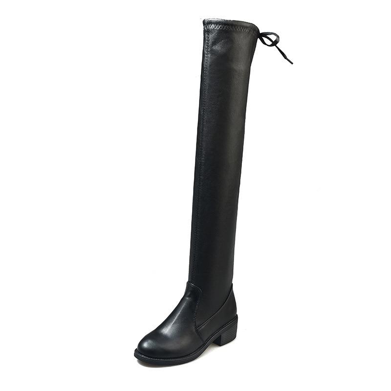 Over-knee Boots Women's Autumn and Winter New Warm Over-knee Rear Strap Thick Heel Medium Heel Thin Boots Trendy Boots