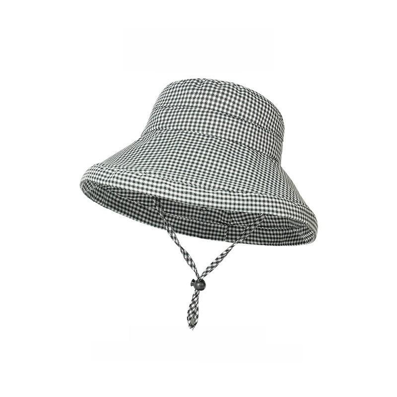 Houndstooth Sun Hat With Wide Brim For Sun Protection And Fashion In Spring And Summer