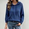 Women's Hooded Pullover Sweater Long Sleeve Loose Fit Color Knit Top