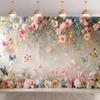 1 Polyester Photography Background with a Flower and Butterfly Garden Theme Durable Indoor/outdoor Festival Wall Decoration
