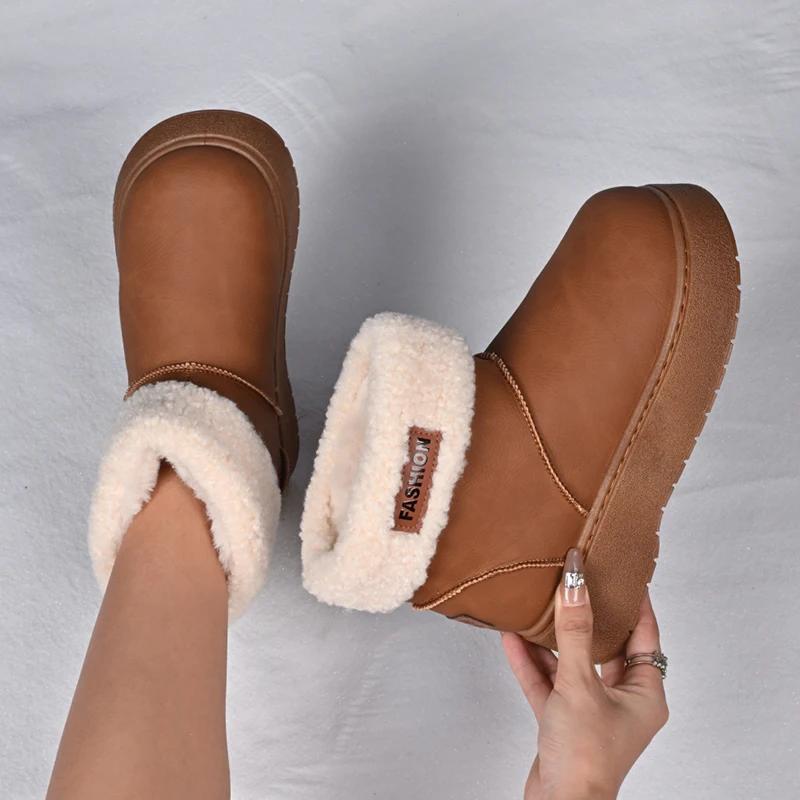 Women's Boots Winter Plush Warm Cotton Boots Women Thick Bottom Snow Boots Women Fluffy Fur Boot Outdoor Non Slip Platform Botas