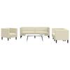 Vidaxl 3-Cz. Chesterfield Lounge Set, Cream, Faux Leather