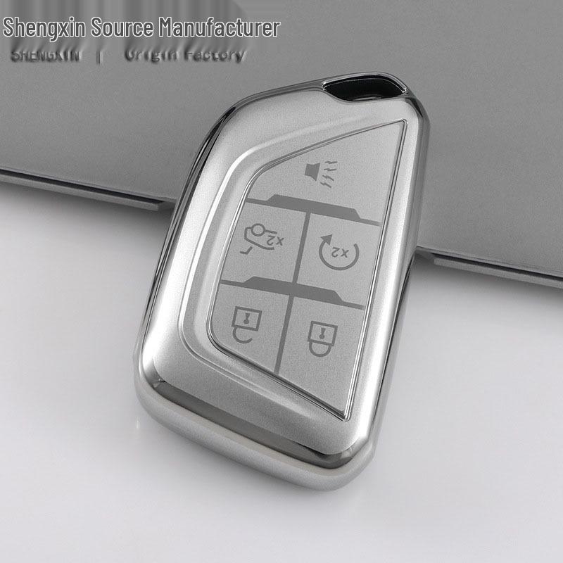 Cadillac Car Key Cover: Compatible with CT5, XT5, XT6, CT6 - Quicksand Silver