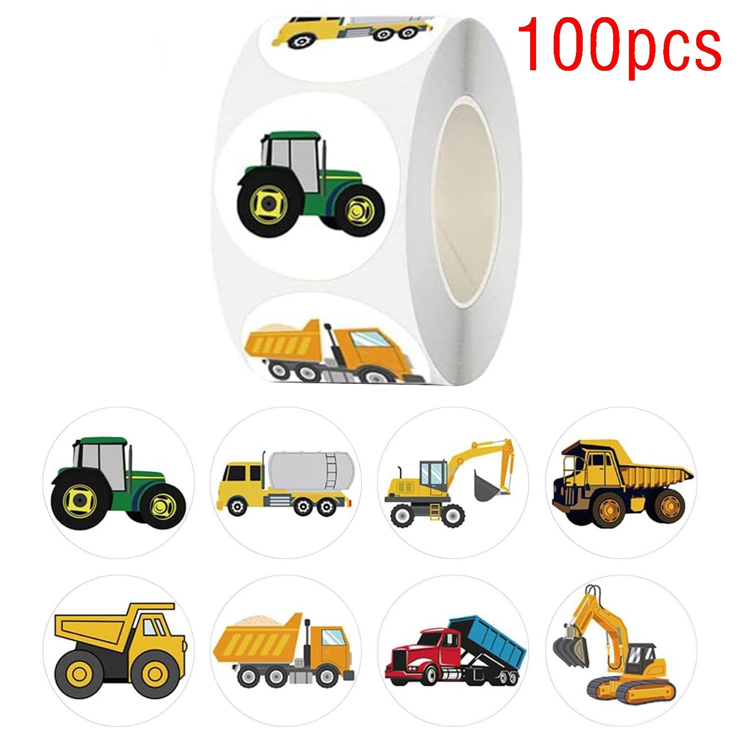 

100-500pcs Reward Construction Vehicle Stickers School Students Child Teacher Cartoon Cute Encouraging Sticker Stationery