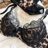Sexy Leopard Print Women Lingerie Set French Lace Flowers Embroidery Mesh Bra Comfort Push Up Brassiere Charm Ladies Underwear