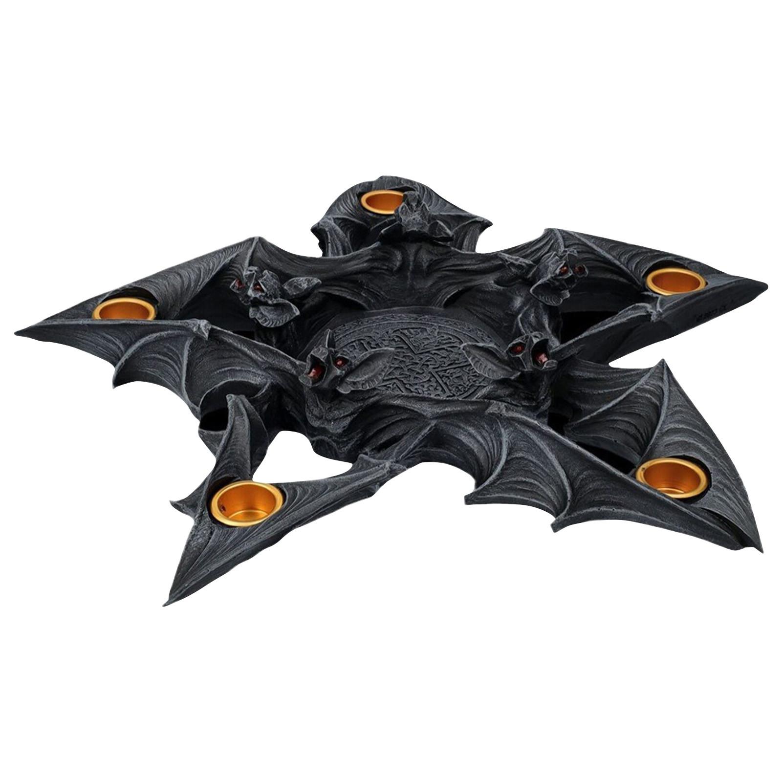 

Мистический Викка Готический Носферату Пентаграмма Летучие мыши Конусный колокольчик Подсвечники Держатель Фигурка Пентакль 13 дюймов в ширину Подсвечник для Хэллоуина Свечи One Size чёрный