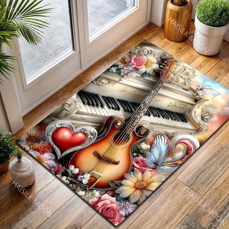 Multiple sizes Piano guitar flowers butterfly bird heart Carpet for Living Room Bedroom Sofa Home Decor Rus Non-slip Floor Mat