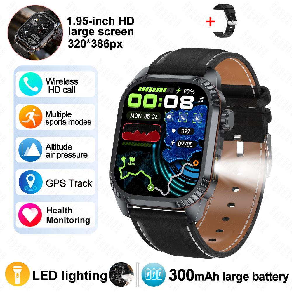 2026 New GPS Tracking Smart Watch 1.96inch HD Screen LED Flashlight Multiple Sport Modes Waterproof Bluetooth Call Smart Watch