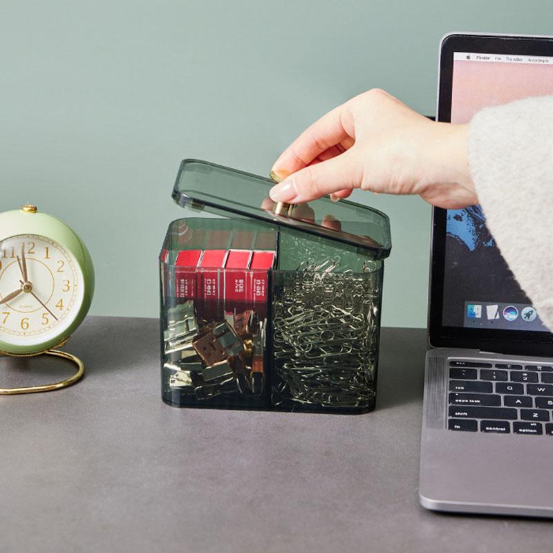 Acrylic Cosmetic Storage Boxes, Cotton Swabs, Makeup Pads, Desktop Storage Boxes with Lids, Transparent Divider Storage Boxes