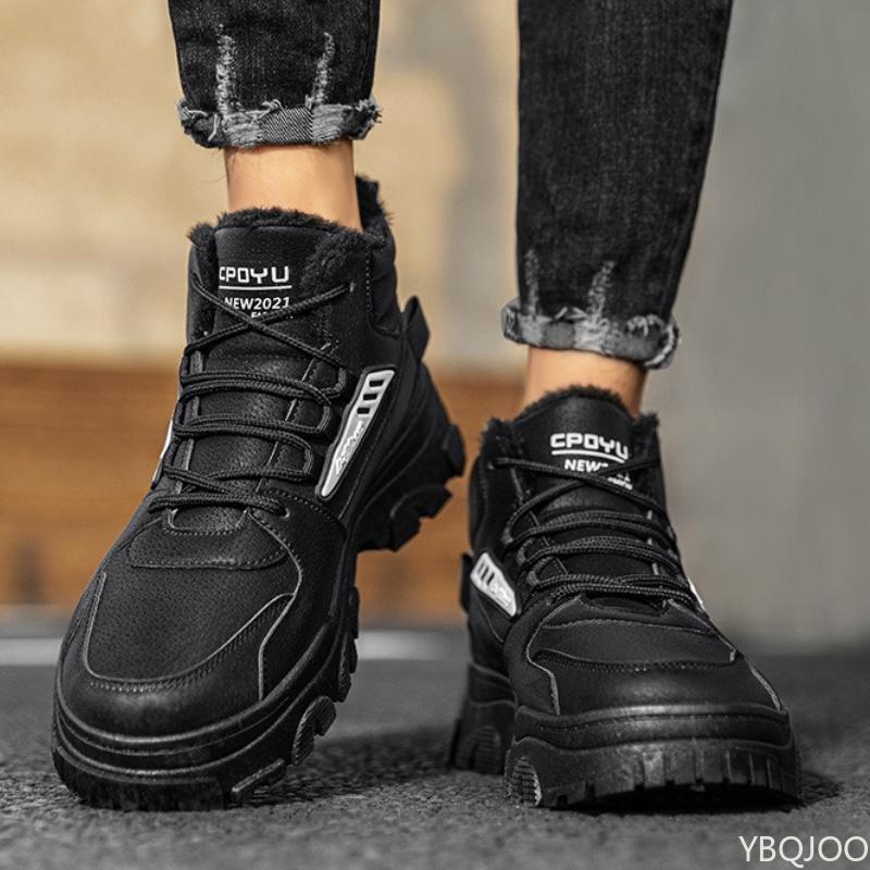 2026 New Autumn Winter Shoes for Men Warm Casual Anti Slip Snow Boots Fashionable Plush High Top Men's Cotton Shoes Botas Hombre