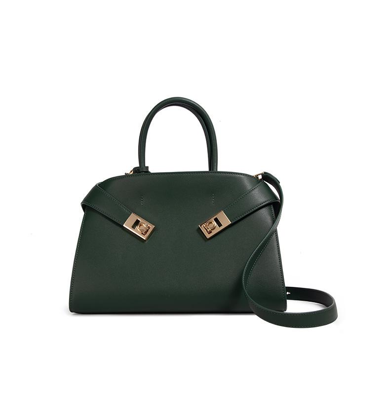 

2024 женская мягкая натуральная кожаная большая сумка через плечо Large зелёный