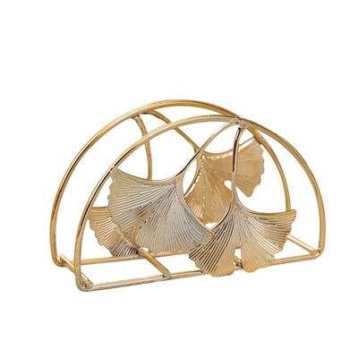 Neuer goldener Serviettenhalter Ginkgo Eisen Stehender Serviettenspender 4,5 x 2,75 Zoll Tischplatte Freistehender Taschentuchspender Küche