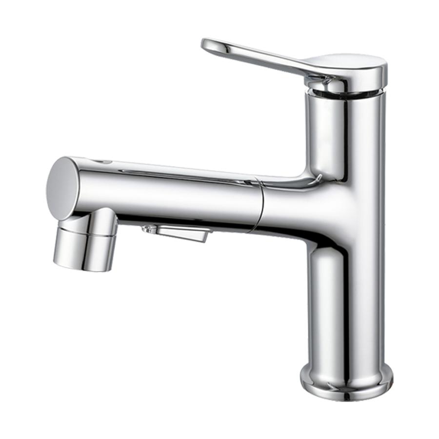 Luxury White Pull Out Sink Faucet Bathroom Brass Basin Faucet 3 Way Nozzle Hot and Cold Mixing Water Tap Wash Face Gargle Faucet