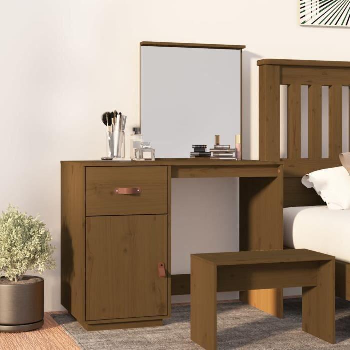 820090 vidaXL Dressing Table Honey Brown 95x50x134 Cm Solid Pine Wood